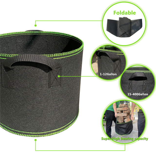Size Comparison of Customized Durable Planter Grow Bags (1-100 Gallon) for Plants