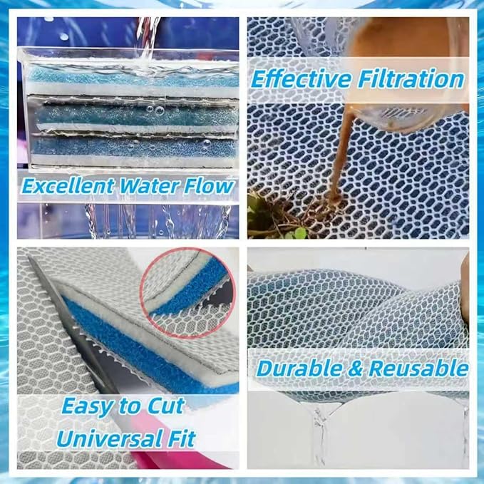 Trim-to-Fit 8-Layer Nonwoven Aquarium Filter Sponge, ES Fiber, Geometric