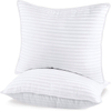 Close - up of striped polyester sleeping pillow