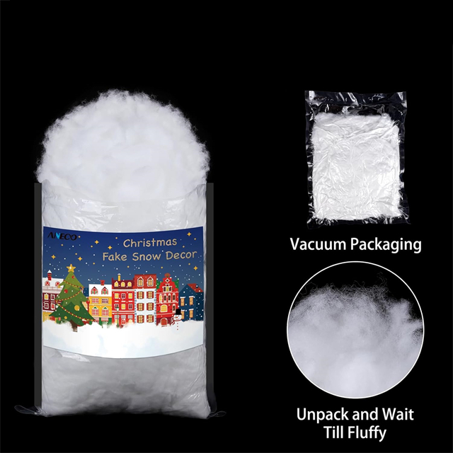 Packaged snow cotton fluff for decor