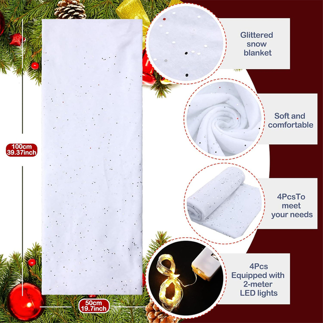 Flame Retardant Snow Blanket For Decorating With Glitter