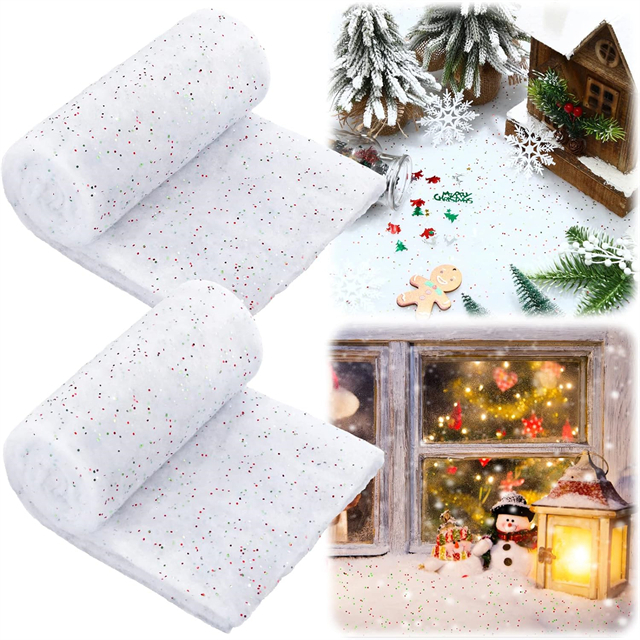 White glitter snow blanket with Christmas
