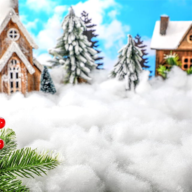 Fluffy indoor snow village decor