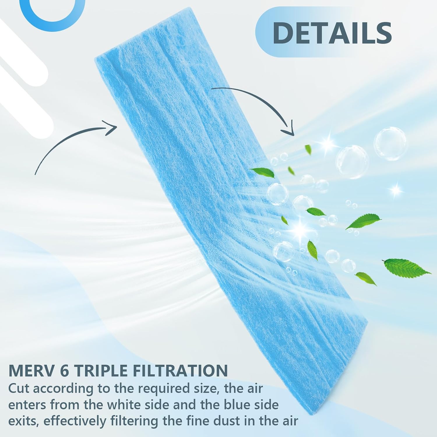 25x120inch Polyester Filter, Air Vent Filter Cut to Fit Air Filter Material,MERV 8 Reusable 3-Layer Air Vent Filter for Home