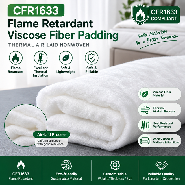 CFR1633 Flame Retardant Viscose Fiber Thermal Bonded Padding