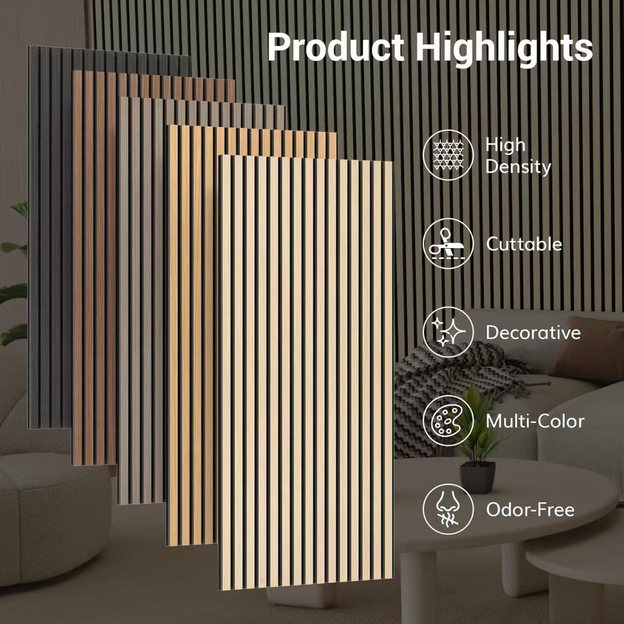 Wooden Acoustic Slat Wall Panels with PET Felt Sound Absorbing Backing