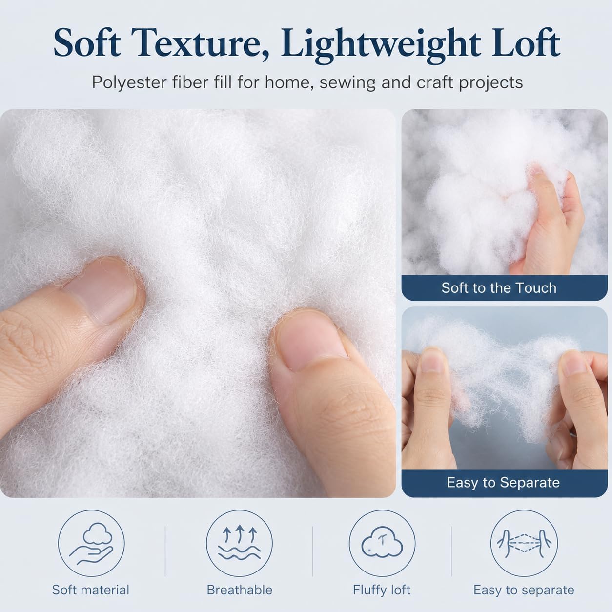 50g OEKO-TEX Certified Polyester Fiberfill Stuffing for Pillows, Toys And Crafts