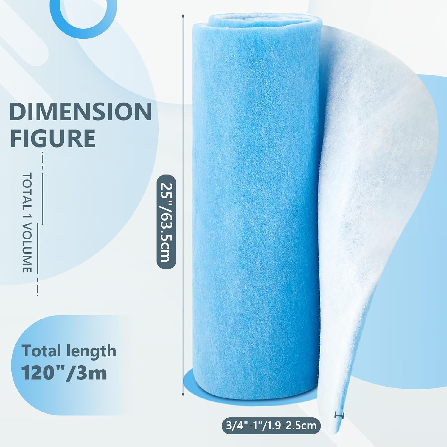 25x120inch Polyester Filter, Air Vent Filter Cut to Fit Air Filter Material,MERV 8 Reusable 3-Layer Air Vent Filter for Home