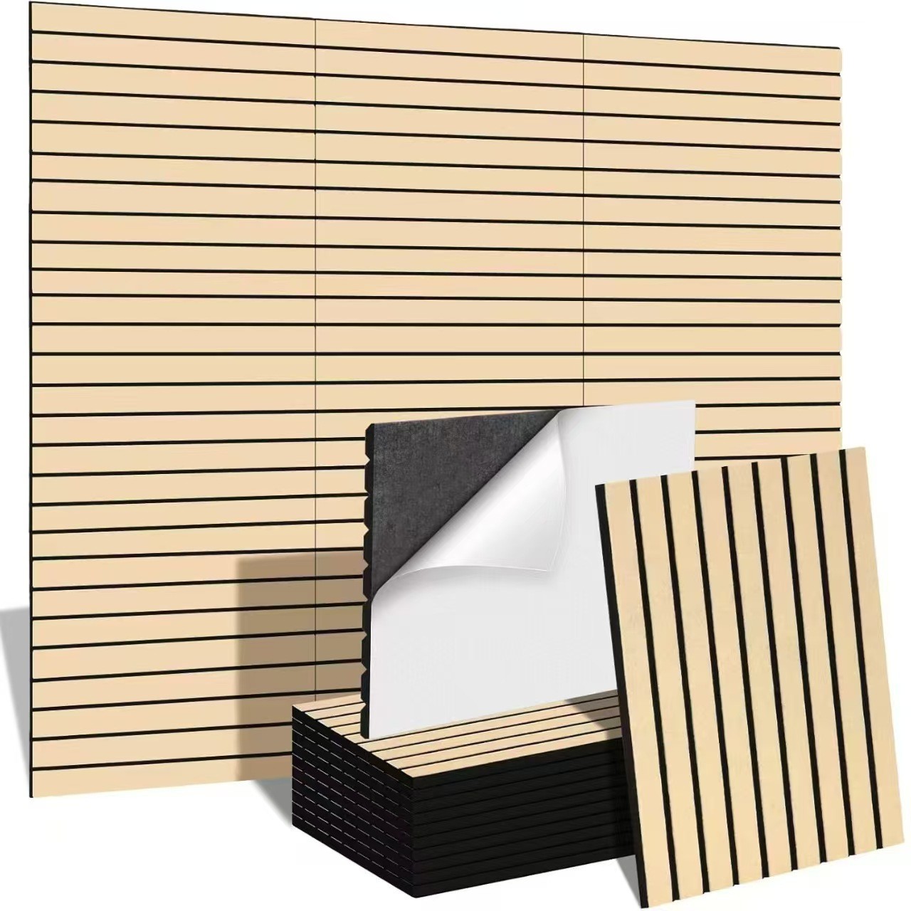 Wooden Acoustic Slat Wall Panels with PET Felt Sound Absorbing Backing